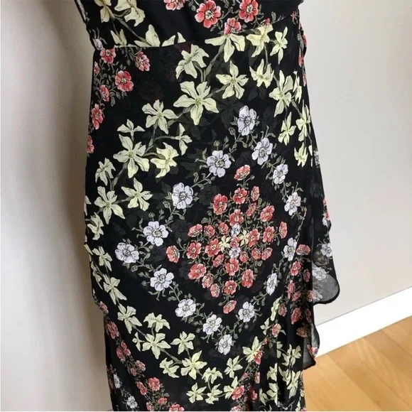 Beautiful Vintage guess Floral Black Midi Dress XS - Picture 3 of 5